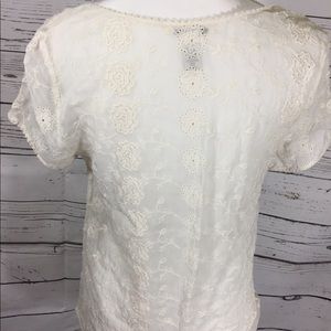 LUCKY BRAND FLORAL WHITE BLOUSE SIZE M PRE-OWNED